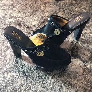 Coach Jodey suede slip on chunky heel clog mules